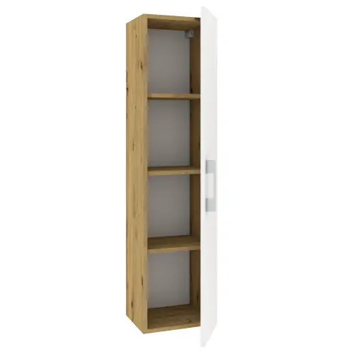 Słupek lazienkowy wiszący LUNA 1D 40 cm Dąb Artisan z białymi drzwiami połysk